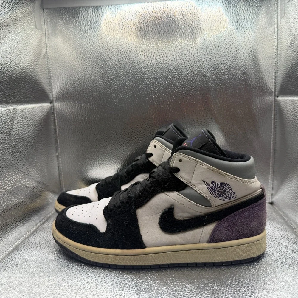 Size 8 Air Jordan‎ 1 SE Mid Top Varsity Purple White Mens Sneakers 852542-105